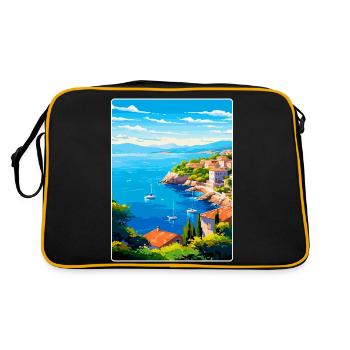 Côte d Azur Frankreich Vintage Reiseplakat Souvenir - Retro Tasche - Schwarz/Gold - Hinten