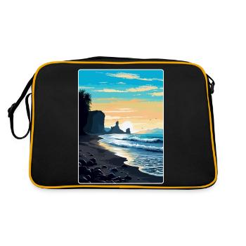 Affiche de voyage vintage Islande de plage de sable noir WPA - Sac Retro - noir/or - Dos
