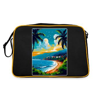 Côte D Azur Frankreich Côte d'Azur Frankreich Poster - Retro Tasche - Schwarz/Gold - Hinten