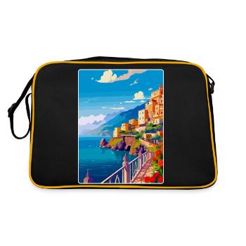 Amalfi Coast Italy Vintage Travel Poster Souvenir - Retro Bag - black/gold - Back