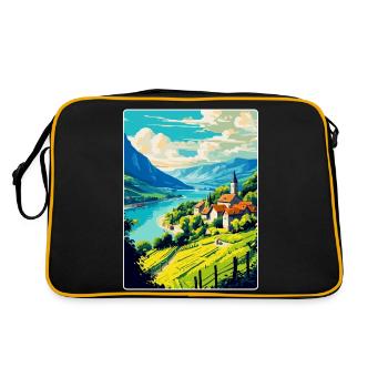Affiche de voyage vintage WPA de la vallée de la Wachau en Autriche - Sac Retro - noir/or - Dos