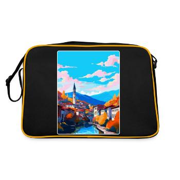 Sarajevo Bosnia Herzegovina Vintage Travel Poster - Retro Bag - black/gold - Back