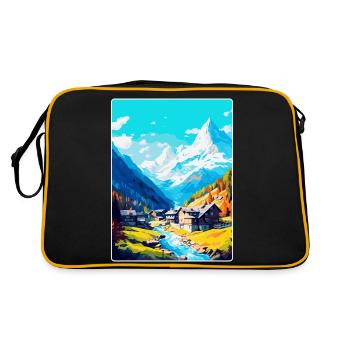 Saas Fee Schweiz Vintage Reiseplakat WPA Kunst - Retro Tasche - Schwarz/Gold - Hinten