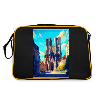Reims Frankreich Vintage Reiseposter WPA Souvenir - Retro Tasche - Schwarz/Gold - Hinten
