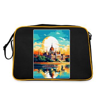 Budapest Ungarn Vintage Reiseplakat Souvenir - Retro Tasche - Schwarz/Gold - Hinten