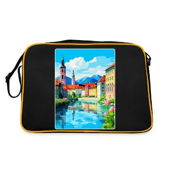 Ljubljana Slovénie Affiche de voyage vintage souvenir - Sac Retro - noir/or - Dos