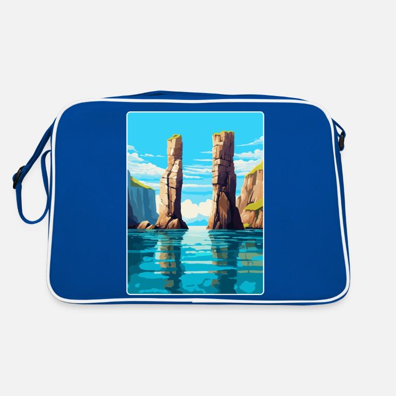 Affiche de voyage vintage Stack Rocks Pembrokeshire Sac Retro