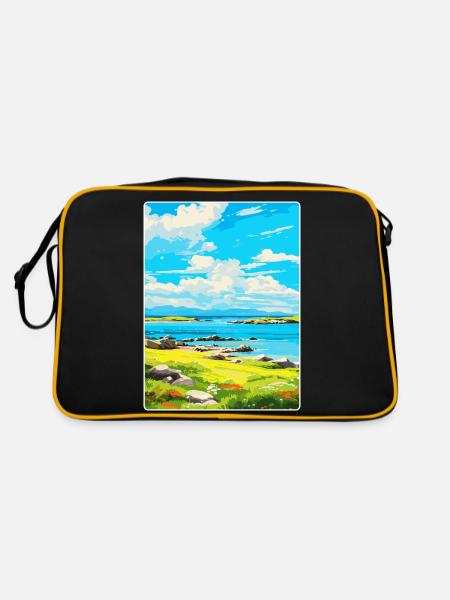 Île de Gigha Écosse Royaume-Uni Affiche de voyage vintage - Sac Retro - noir/or