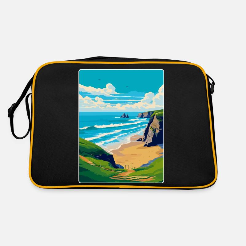 Bedruthan Steps Cornwall England Uk Reiseplakat Retro Tasche