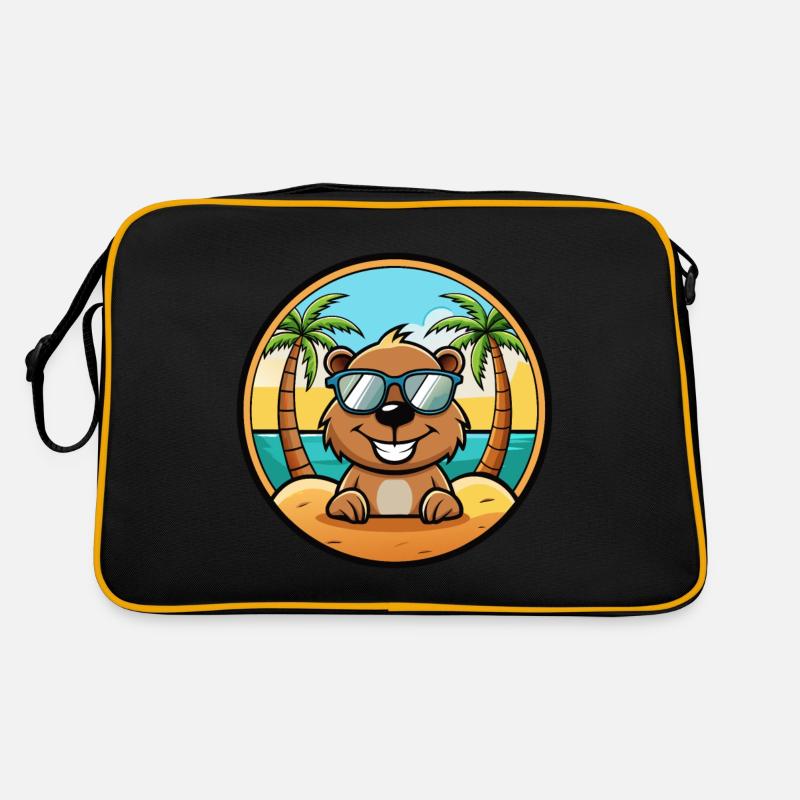 Castor Drôle Dessin Animé Plage D’été Lunettes De Soleil Cool Sac Retro