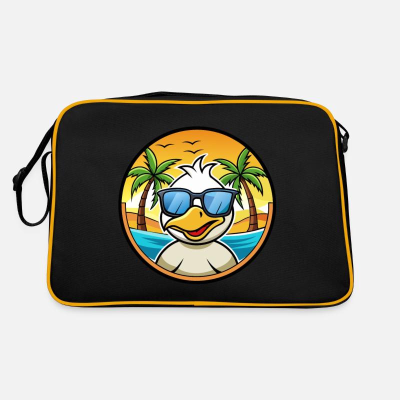 Canard Drôle Dessin Animé Plage De Soleil De Plage Autocollant Sac Retro