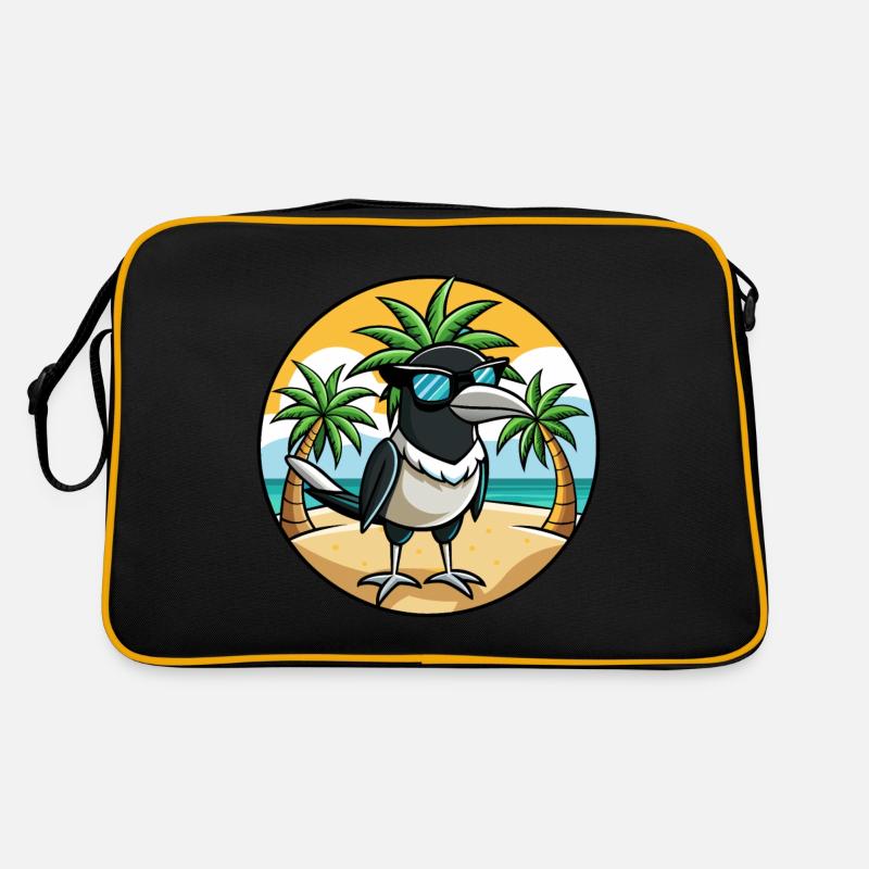 Magpie Drôle Dessin Animé Plage De Plage Lunettes Cool Sac Retro
