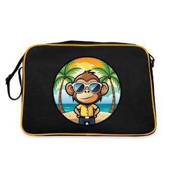 Singe Drôle Dessin Animé Plage D’été Lunettes De Soleil Cool - Sac Retro - noir/or - Dos