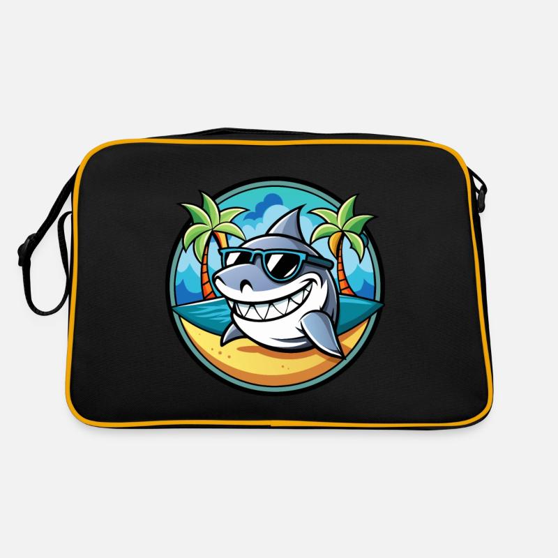 Requin Drôle Dessin Animé Plage D’été Lunettes De Soleil Cool Sac Retro