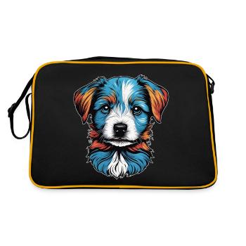 Portrait d'un petit chien bleu - Sac Retro - noir/or - Dos