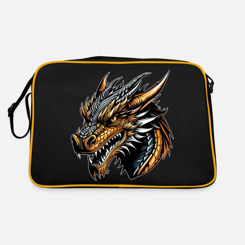Porträt eines Drachen Retro Tasche