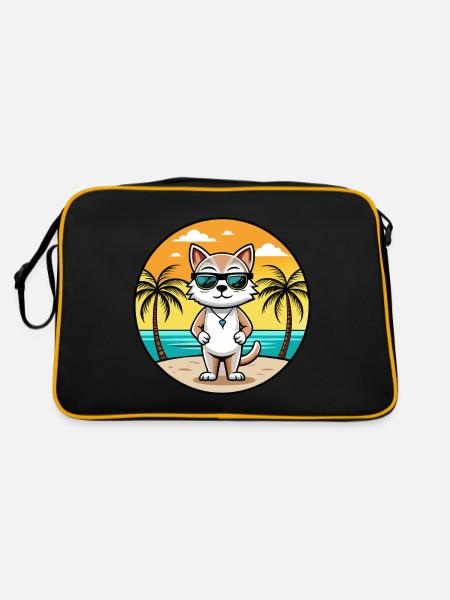 Burmilla Cat Breed Cartoon Lunettes de soleil Beach - Sac Retro - noir/or - Dos