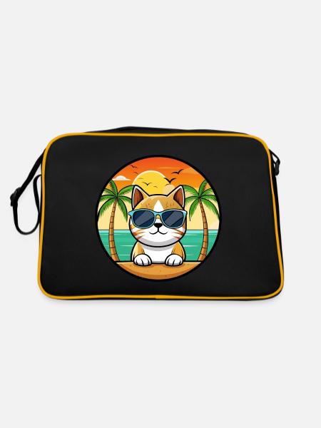 Lunettes de soleil de dessin animé de race de chat birman plage - Sac Retro - noir/or - Dos