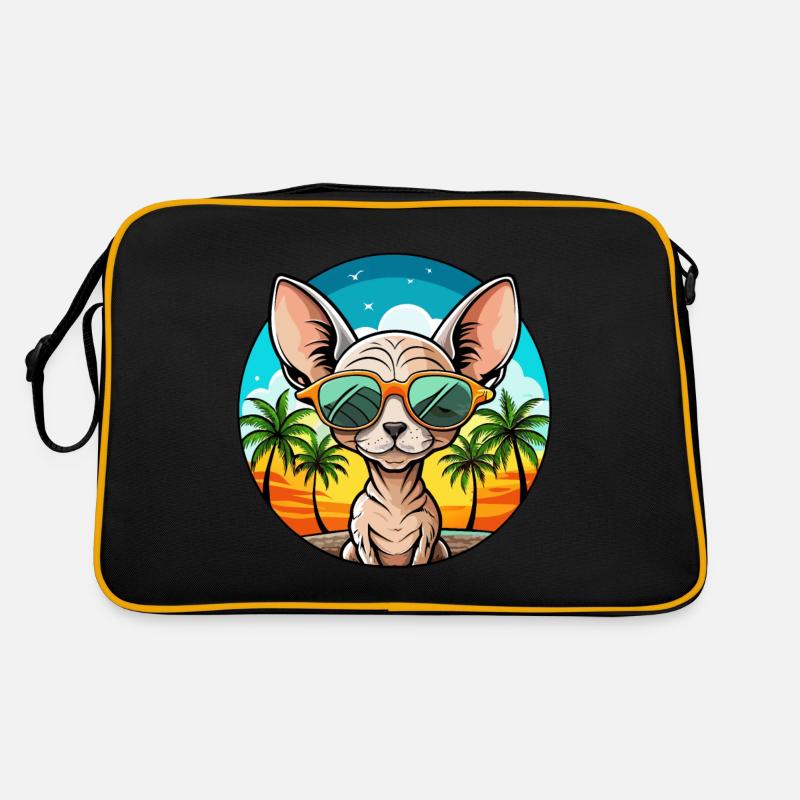 Devon Rex Cat Breed Cartoon Lunettes de soleil Beach Sac Retro