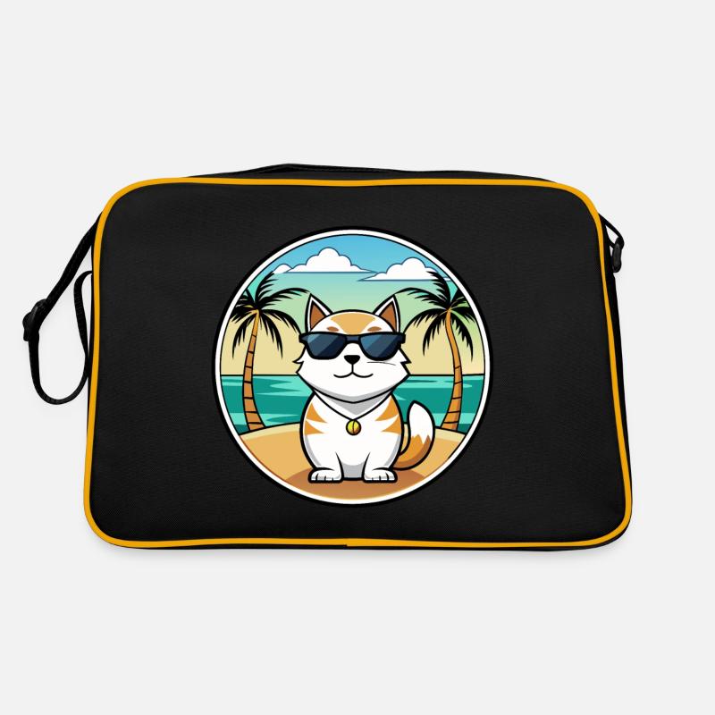 Japanese Bobtail Cat Breed Cartoon Sunglass Beach Retro Bag