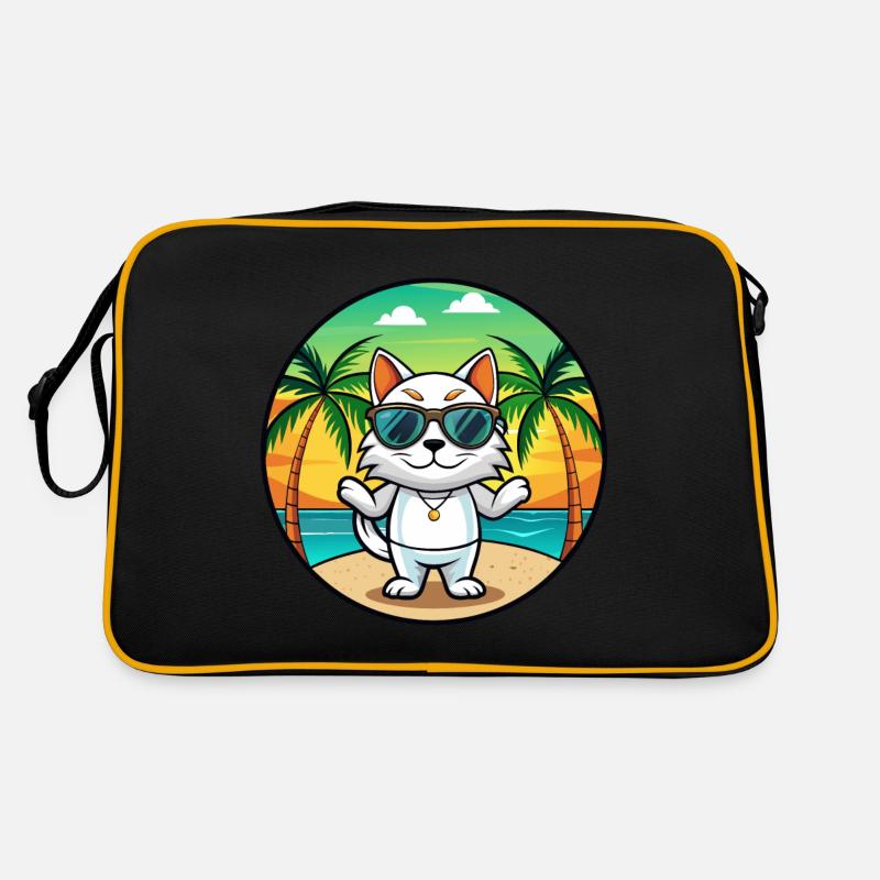 Japanese Bobtail Cat Breed Cartoon Sunglass Beach Retro Bag