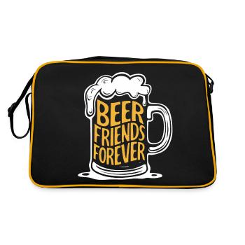 Bier Bierkrug Spruch Beer Friends Forever - Retro Tasche - Schwarz/Gold - Hinten