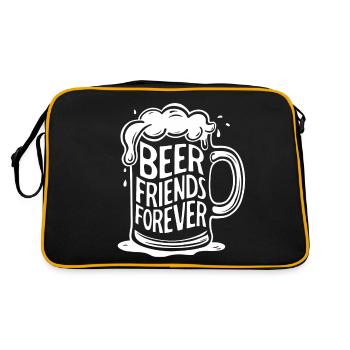 Bier Bierkrug Spruch Beer Friends Forever - Retro Tasche - Schwarz/Gold - Hinten