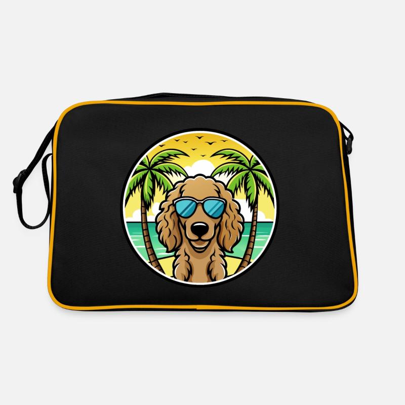 Curly Coated Retriever Dog Breed Cartoon Beach Retro Bag