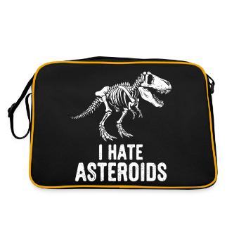 T-Rex Dinosaurier Skelett Spruch I hate Asteroids - Retro Tasche - Schwarz/Gold - Hinten