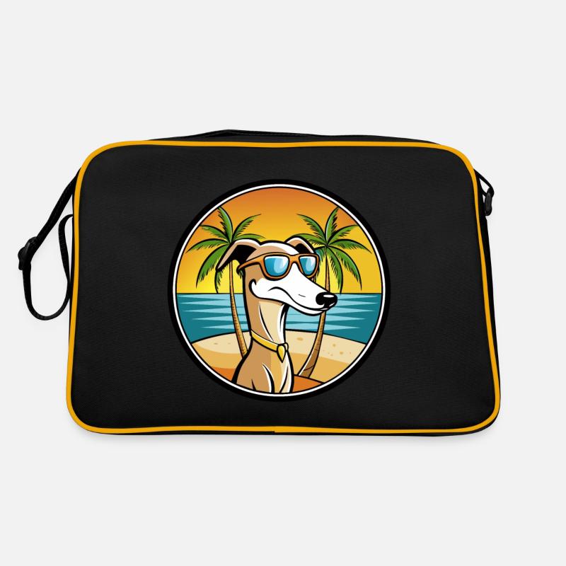 Alter kroatischer Windhund Hunderasse Cartoon Strand Retro Tasche