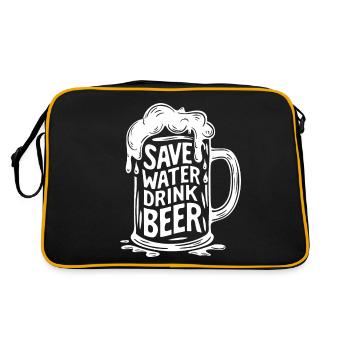 Bier Bierkrug Spruch Save Water Drink Beer - Retro Tasche - Schwarz/Gold - Hinten
