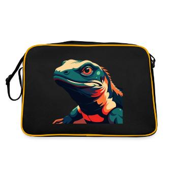 Lizard Cartoon Character Colorful Pet Animal - Retro Bag - black/gold - Back