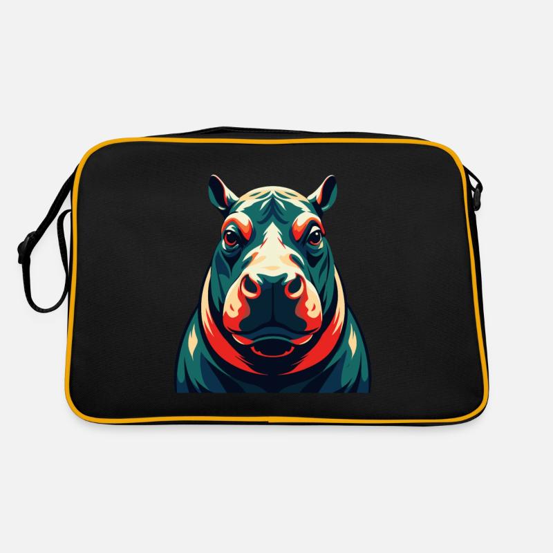 Nilpferd Cartoon Figur Buntes Haustier Tier Retro Tasche