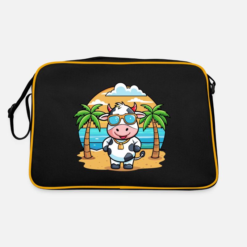 Lunettes de soleil de plage d’été de dessin animé drôle de vache Sac Retro