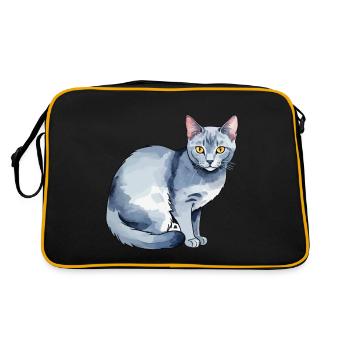 Chat bleu russe Aquarelle - Sac Retro - noir/or - Dos