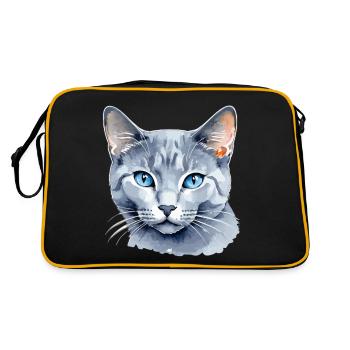 Chat bleu russe Aquarelle - Sac Retro - noir/or - Dos