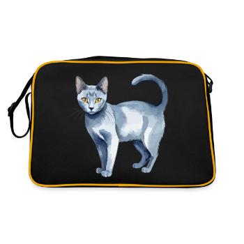 Chat bleu russe Aquarelle - Sac Retro - noir/or - Dos