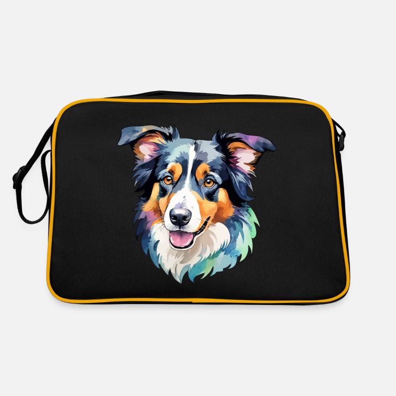 Border Collie Aquarelles Sac Retro