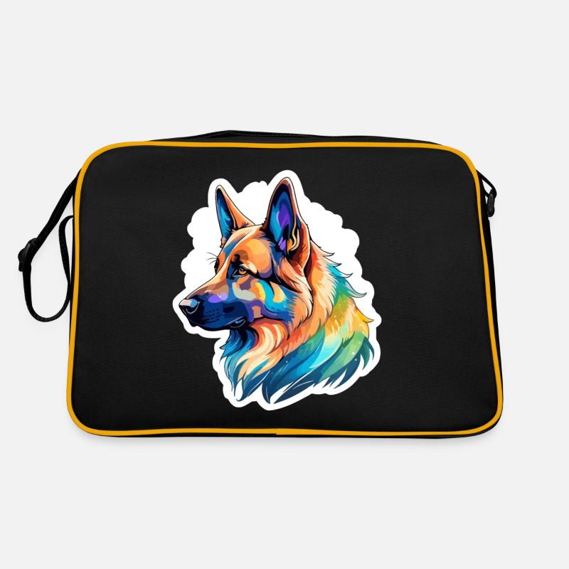 German Shepherd Watercolor Retro Bag