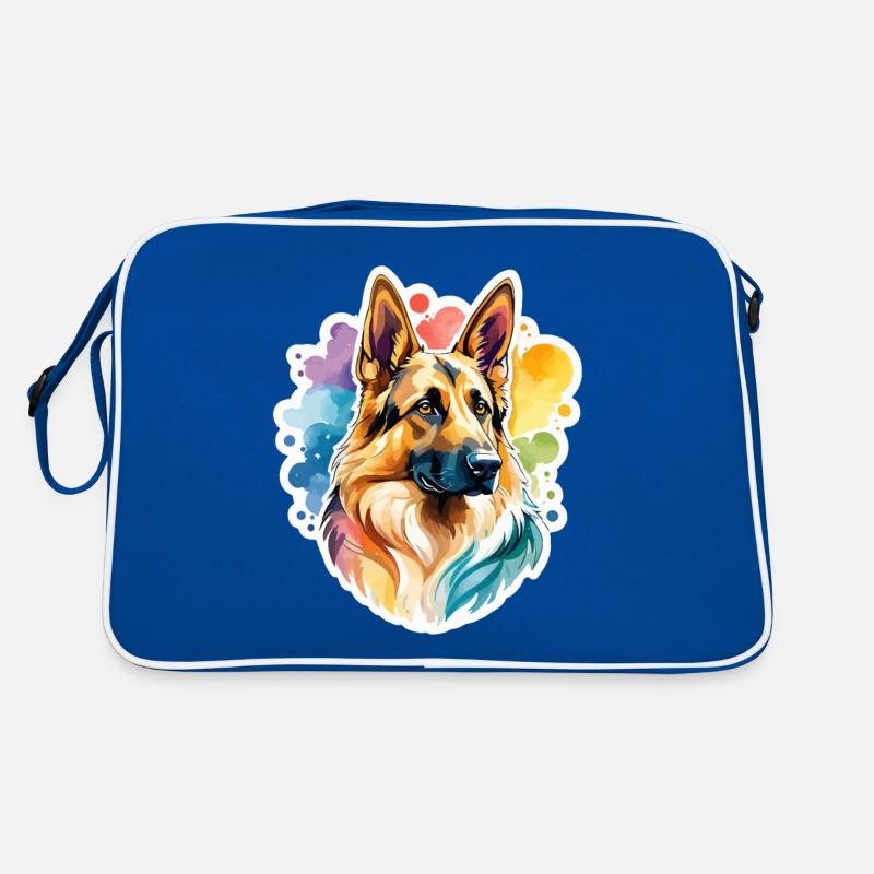 German Shepherd Watercolor Retro Bag