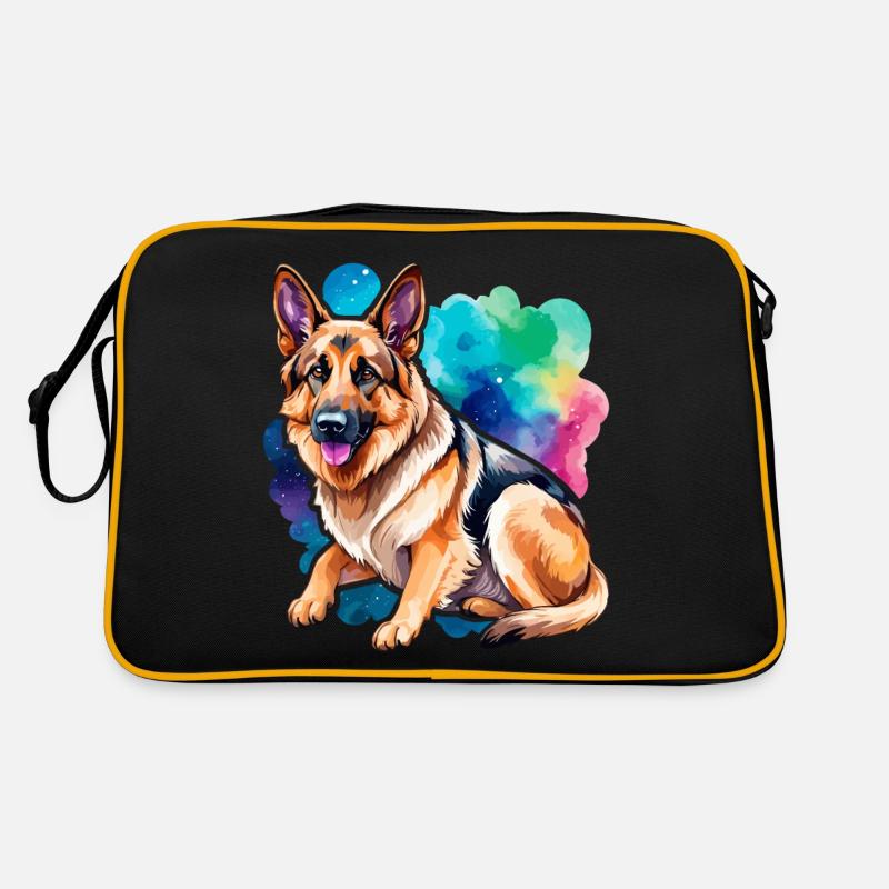 German Shepherd Watercolor Retro Bag