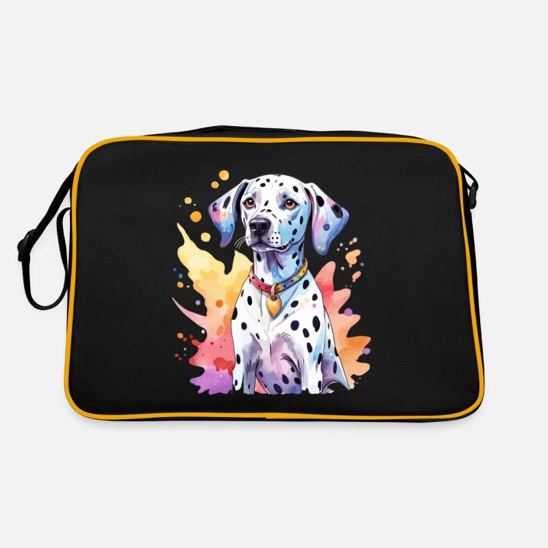 Dalmatiner Wasserfarben - Retro Tasche - Schwarz/Gold