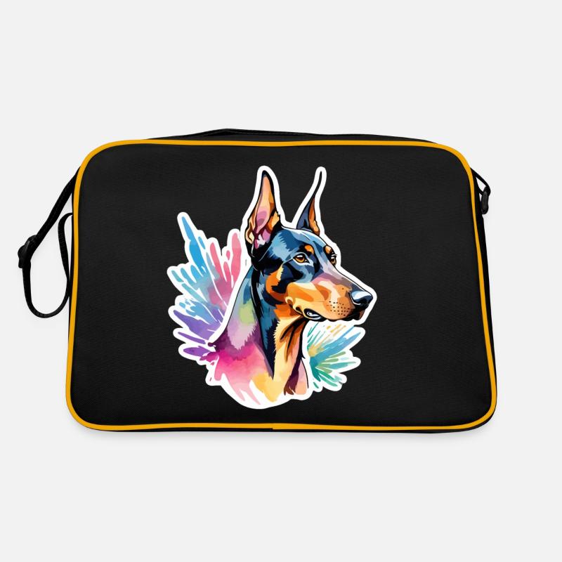 Dobermann Wasserfarben Retro Tasche