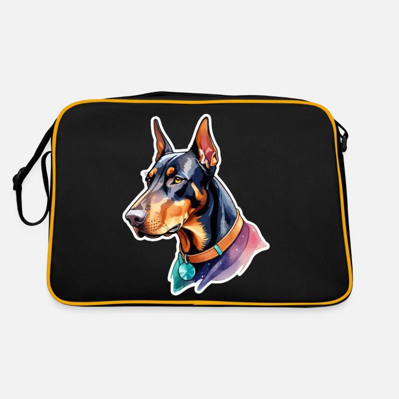 Dobermann Wasserfarben Retro Tasche