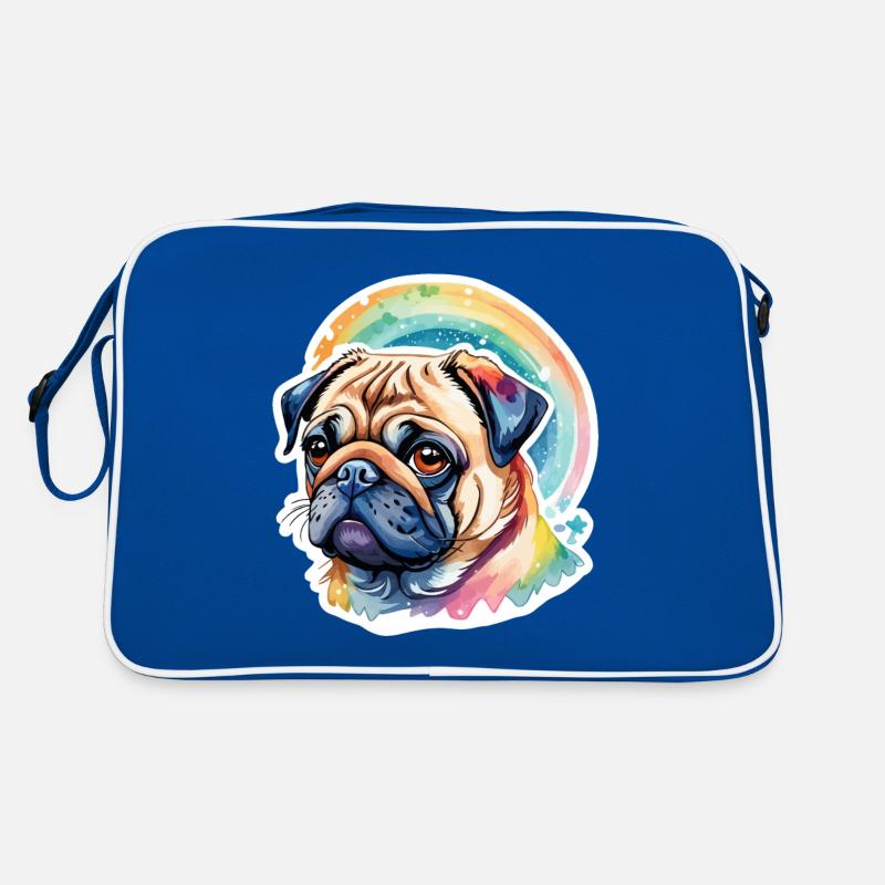 Mops Wasserfarben Retro Tasche