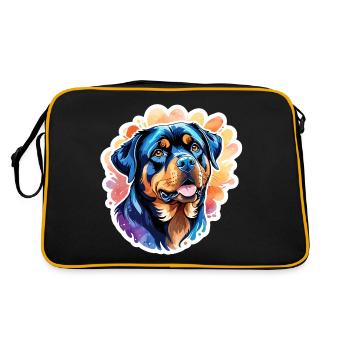 Aquarelles Rottweiler - Sac Retro - noir/or - Dos