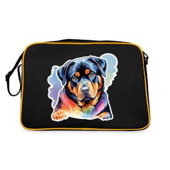 Aquarelles Rottweiler - Sac Retro - noir/or - Dos