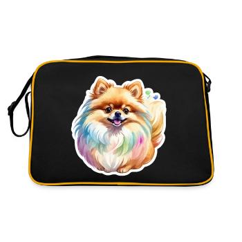 Poméranien Poméranien Aquarelle - Sac Retro - noir/or - Dos