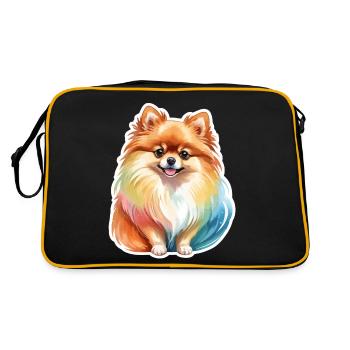 Poméranien Poméranien Aquarelle - Sac Retro - noir/or - Dos