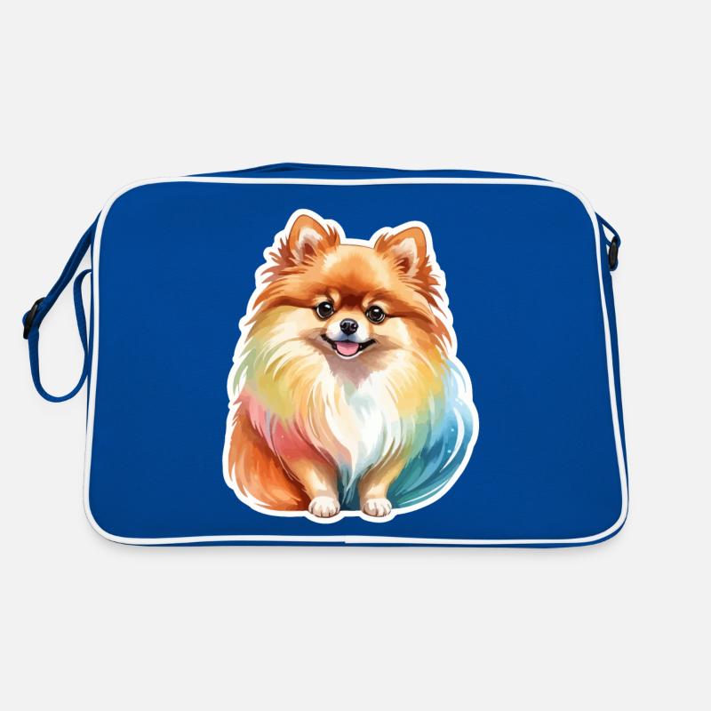 Pomeranian Zwergspitz Wasserfarben Retro Tasche